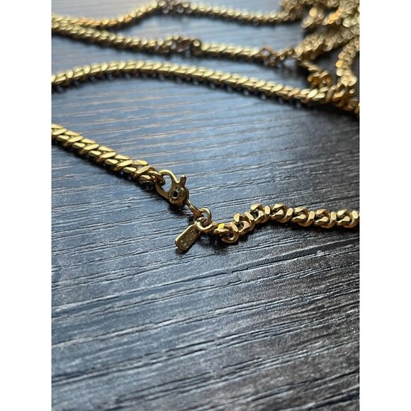 Monet Flat Miami Cuban 18" goldtone chain necklace Vintage signed - Picture 6 of 8